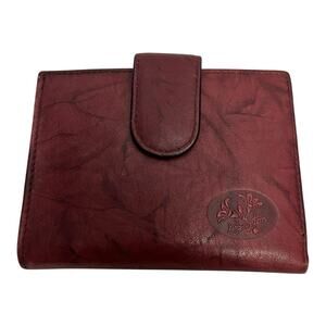 Buxton Red Leather Bifold Snap Kisslock Womens Wallet